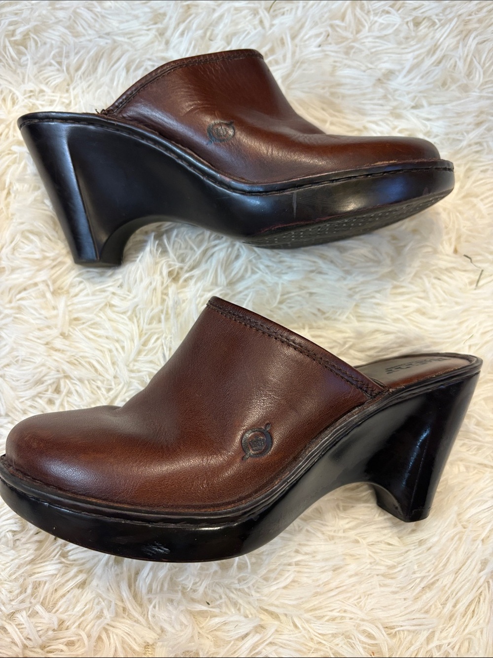 Born brown leather clogs size 7